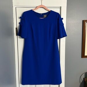 Vince Camuto A-Line Shift Dress Women's Size 4 Royal Blue Slit Sleeve Stretch
